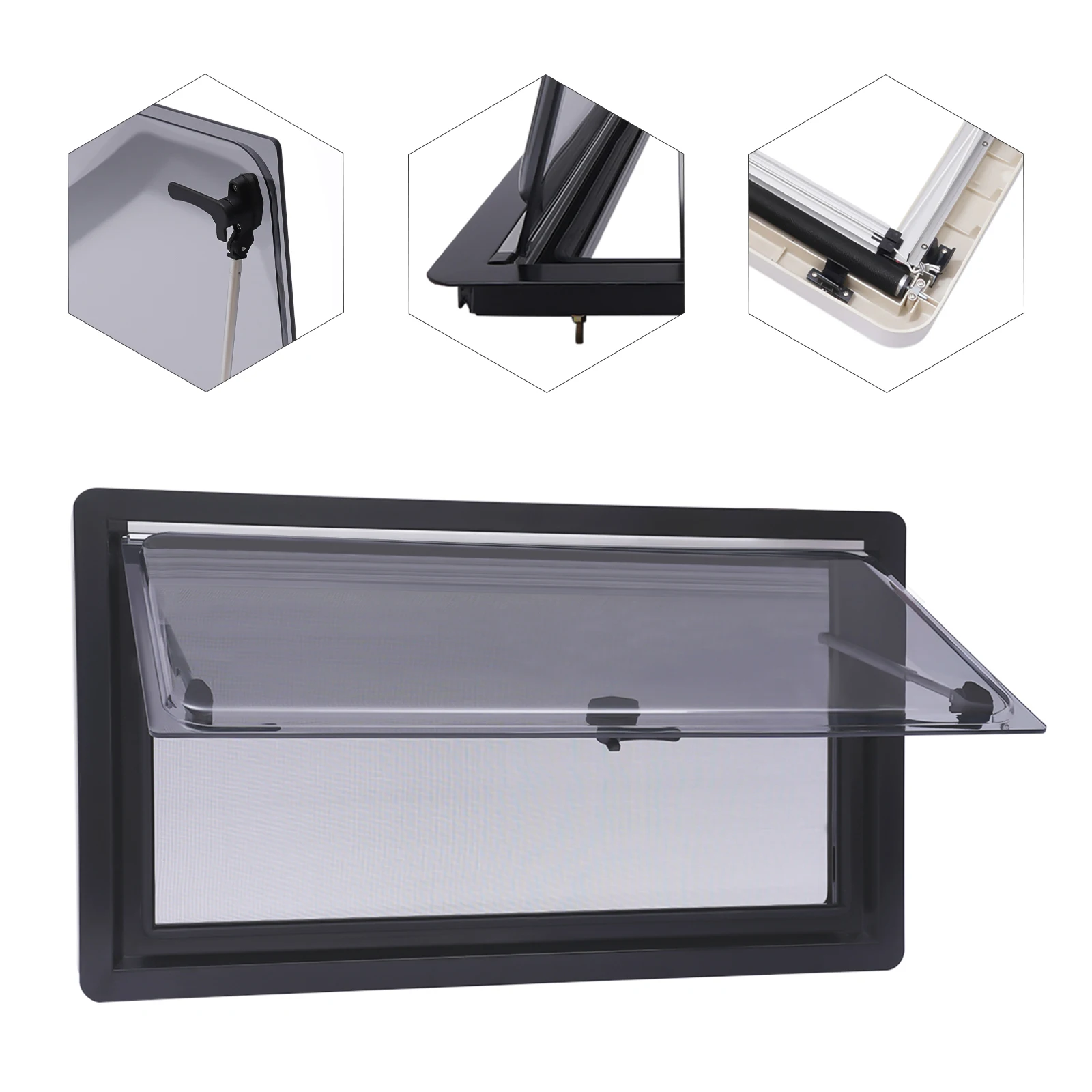 Caravan RV Camper External Push Out Window Vent Hatch RV Exit Window Caravan Extrapolated Ventilation Window 900*500mm