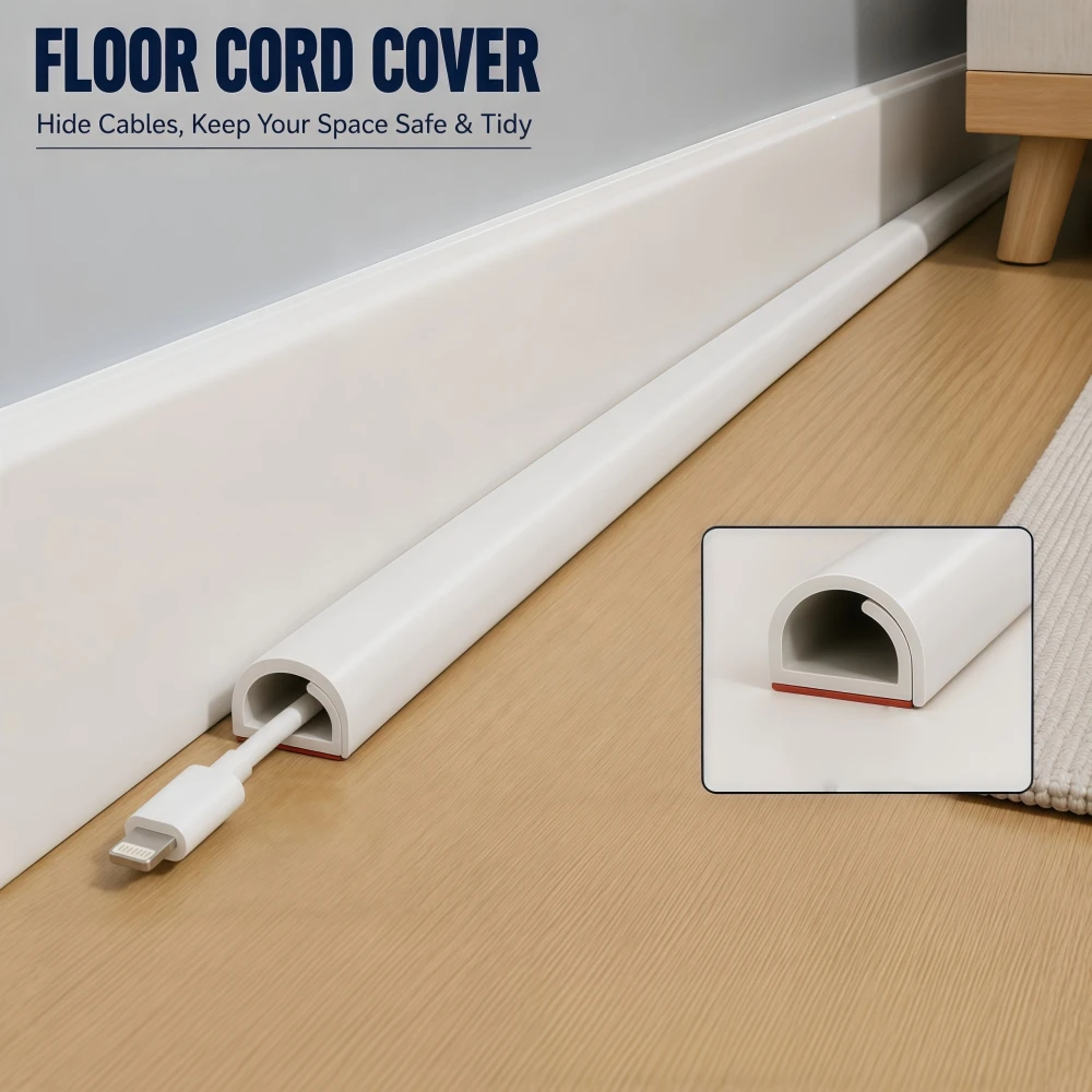 Cable Cover Protector PVC Self-Adhesive Wire Protection Strip Prevent Trip Wall And Floor Wire Organizer