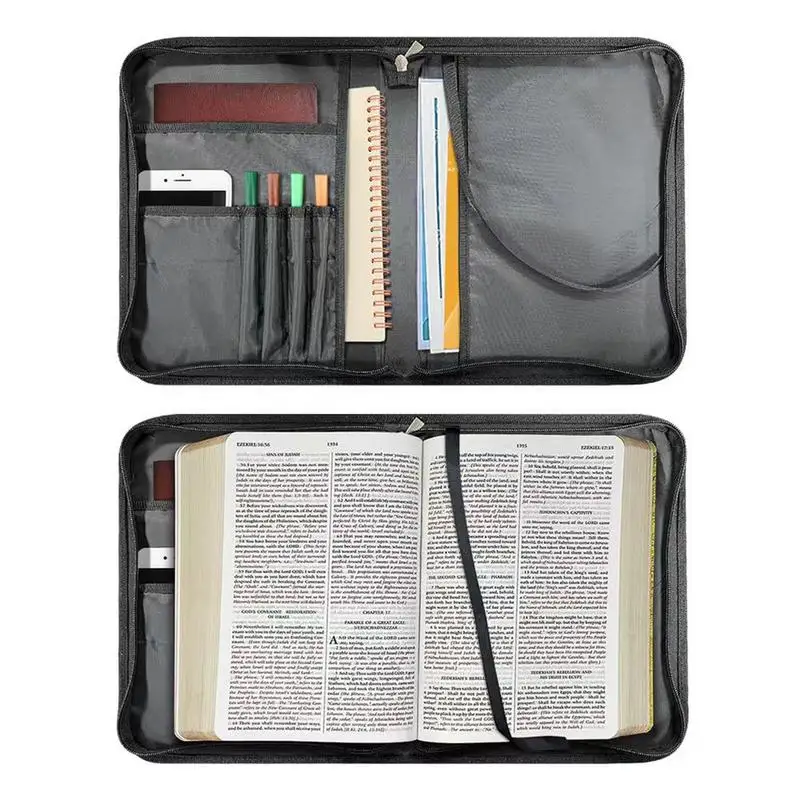 Bible Cover Bag Top Handle Book Bag Portable PU Leather Manual Protective Cover For Believer Father's Day Gift Reading Lover