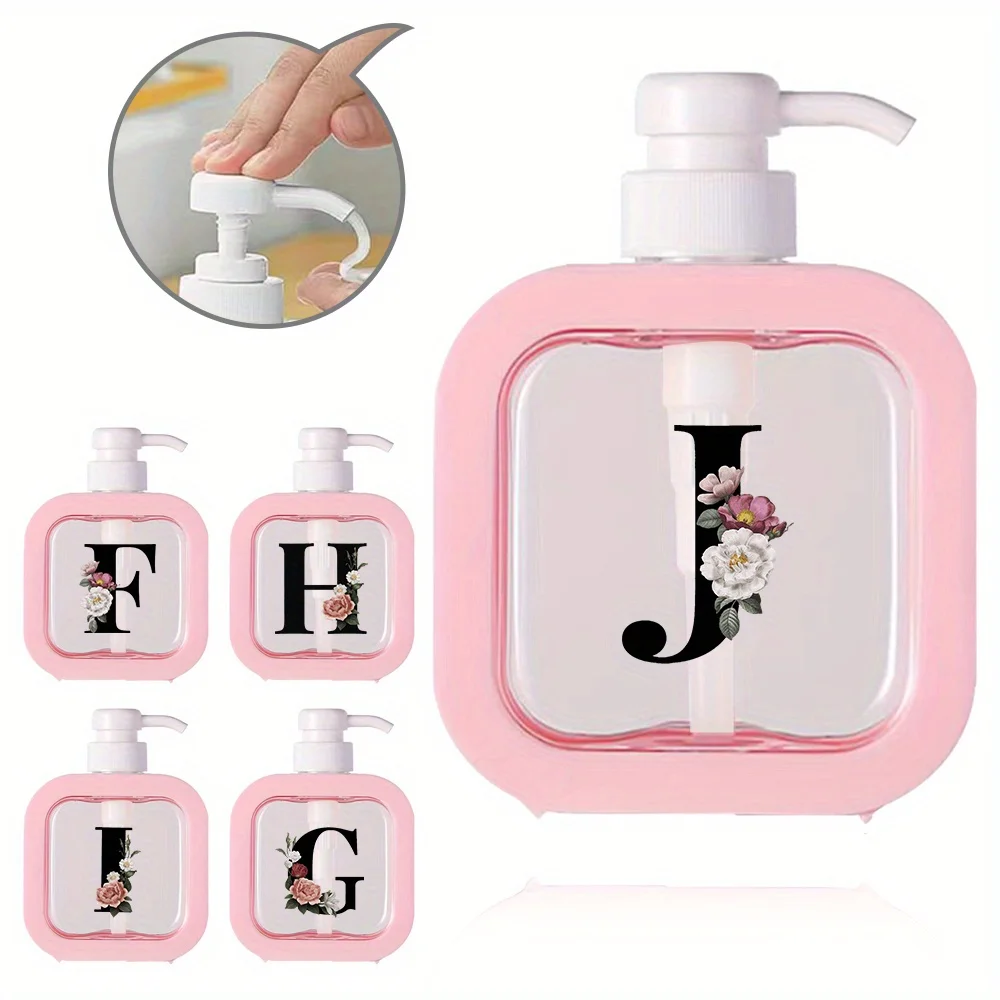 Distributeur de désinfectant pour les mains en plastique Transparent, récipient de Gel douche détachable de 500ml, bouteille de Type presse, motif Floral noir