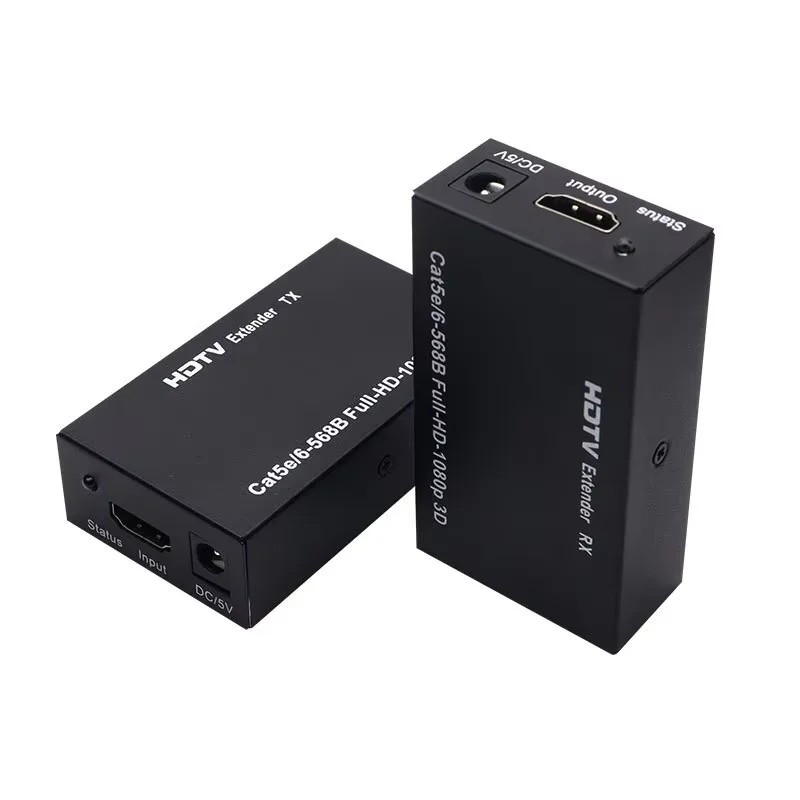 HDMI 60m Extender Converter to RJ45 Network Power Transmitter High-Definition Multimedia Interface Video & Audio Transmission