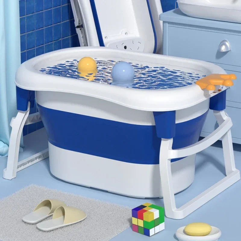 Large Dual-Use Baby Bathtub Convenient Folding Bath Basin Children\'s Stable Load-Bearing Bathroom Barrel