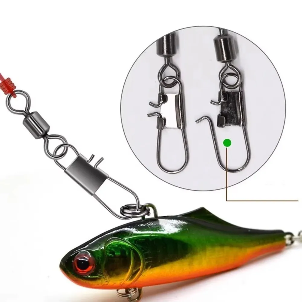 50pcs with Interlock Snap Fishhook Lure Connector Steel Interlock Snap Pin Fish Interlock Snap Stainless Steel