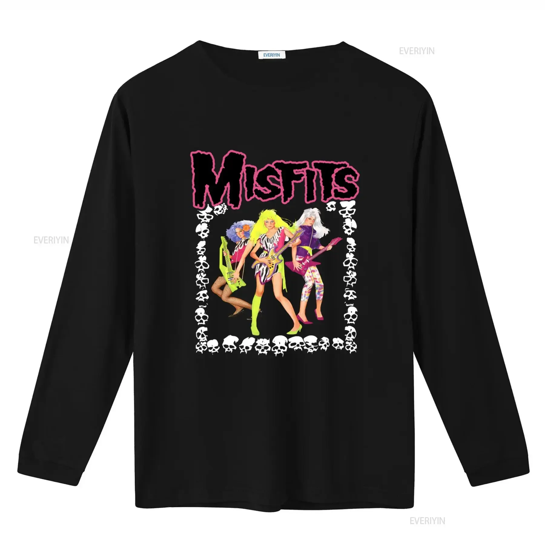 THE MISFITS JEM AND HOLOGRAMS MASHUP 1980S RARE TEE SHIRT vintage Washed streetwear fashion Stretched Casual Versatile homme