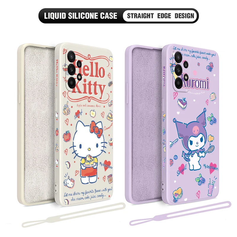 

Cute Kuromis Hellos Kittys Case For Samsung A54 A34 A73 A53 A33 A23 A14 A13 A72 A52 A32 A22 A12 A71 A51 4G 5G With Hand Strap