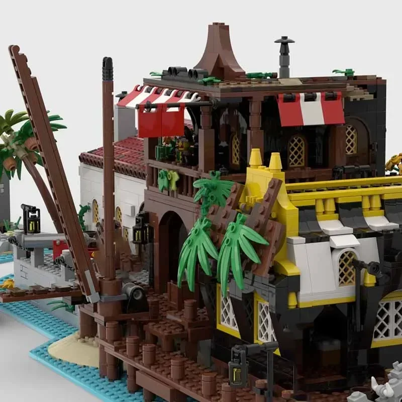 Mittelalterliche Modell Moc Bausteine Barracuda Bay Dock Und Taverne Technologie Modulare Blöcke Geschenk Weihnachten Spielzeug DIY Sets Montage
