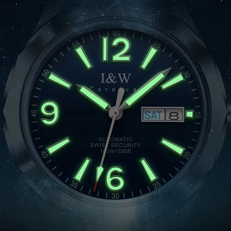 NEW I&W CARNIVAL Men's Watches Japan IMPORT NH36A  Automatic Mechanical Sapphire Luminous Waterproof Tungsten Steel Clocks550G