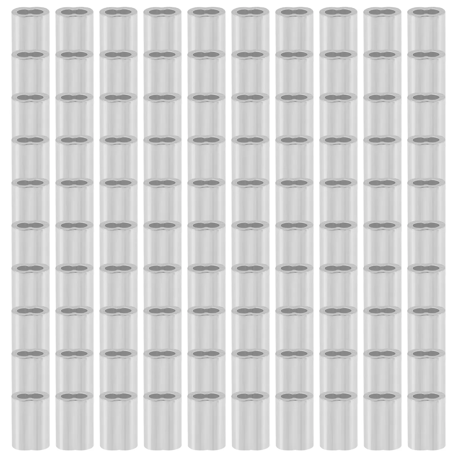100pcs Aluminum Cable Crimp Sleeves – High-Strength Wire Rope Fittings for Easy Cable Binding