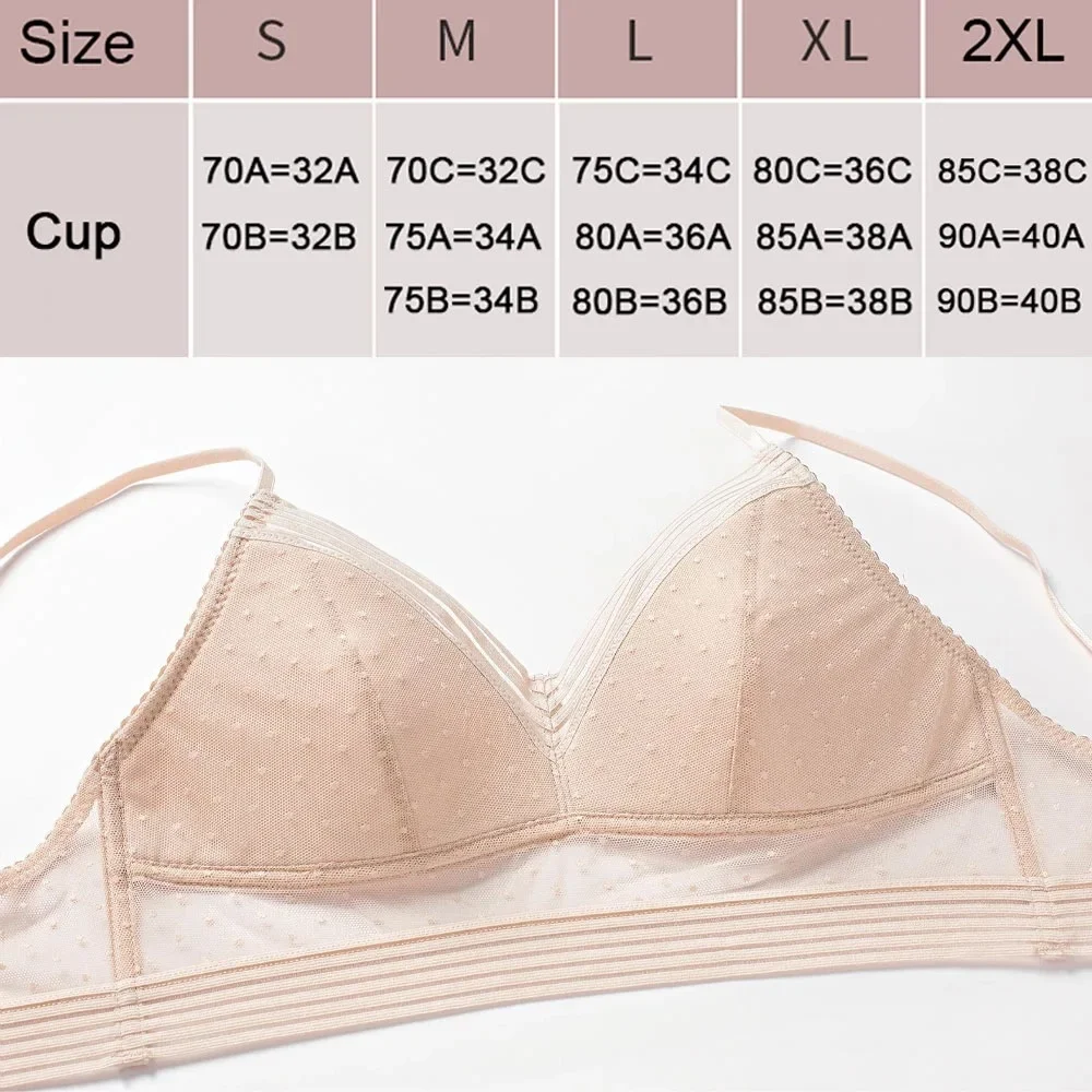 Sexy Lace Backless Strapless Bra Plus Size Women Bralette Wire Free Underwear Thin Triangle Cup Gathered Lingerie Tank Top Bras