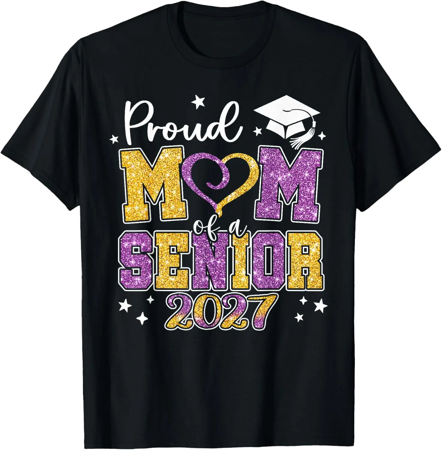 Proud Mom A Senior Class Of 2027 Graduate T-Shirt Summer short-sleeved breathable sweat-wicking versatile fashion T-shirt for back-to-school season, unisex, Y2K Fashionable Cartoon Anime