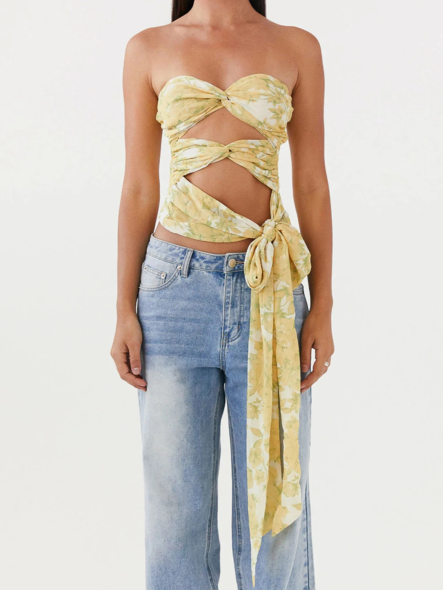 المرأة قبالة الكتف كشكش المحاصيل قمم الصيف بوهو الأزهار طباعة مطاطا صديرية دائرية مثير صالح بلوزة قميص