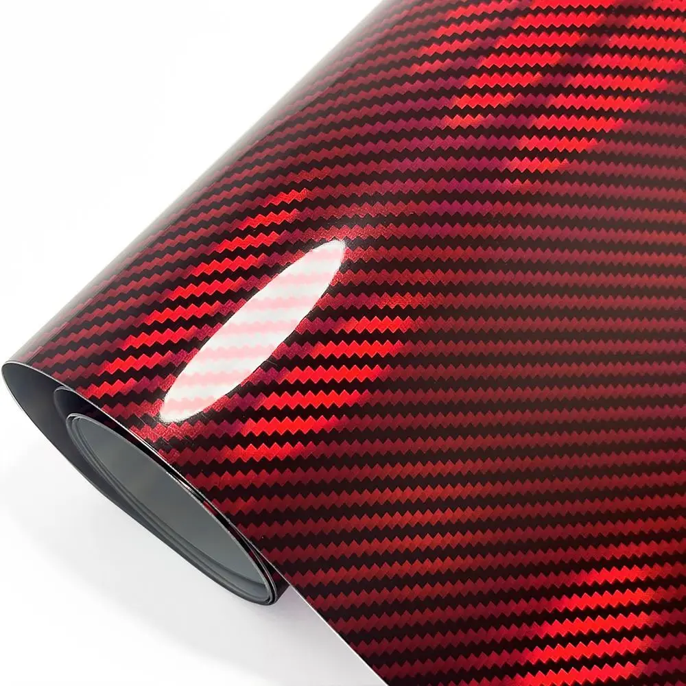 50x30CM Carbon Fiber Vinyl Film High Gloss Laser Red Wrap Foil Sticker 9D Effect Motorcycle Body Stickers for Car Motorcycle DIY