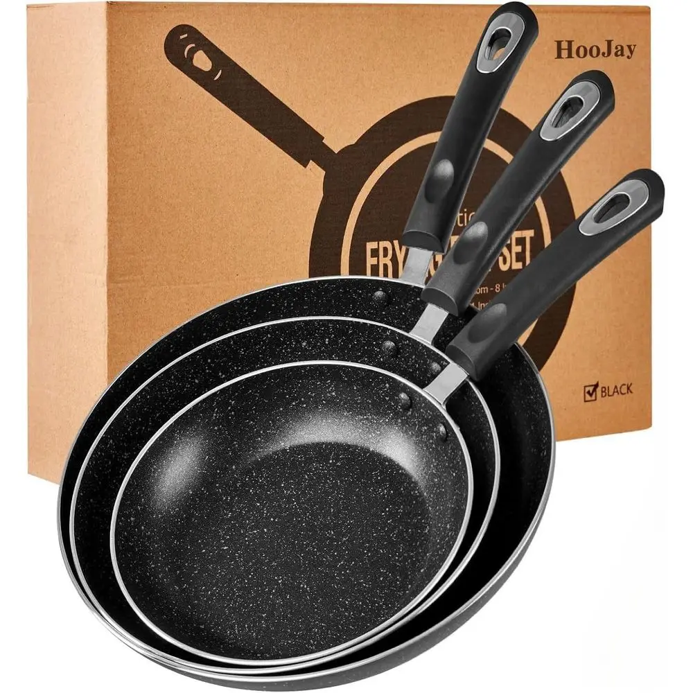 

3-Piece Nonstick Skillet Set, Induction Compatible, 8 Inch, 9.5 Inch, 11 Inch