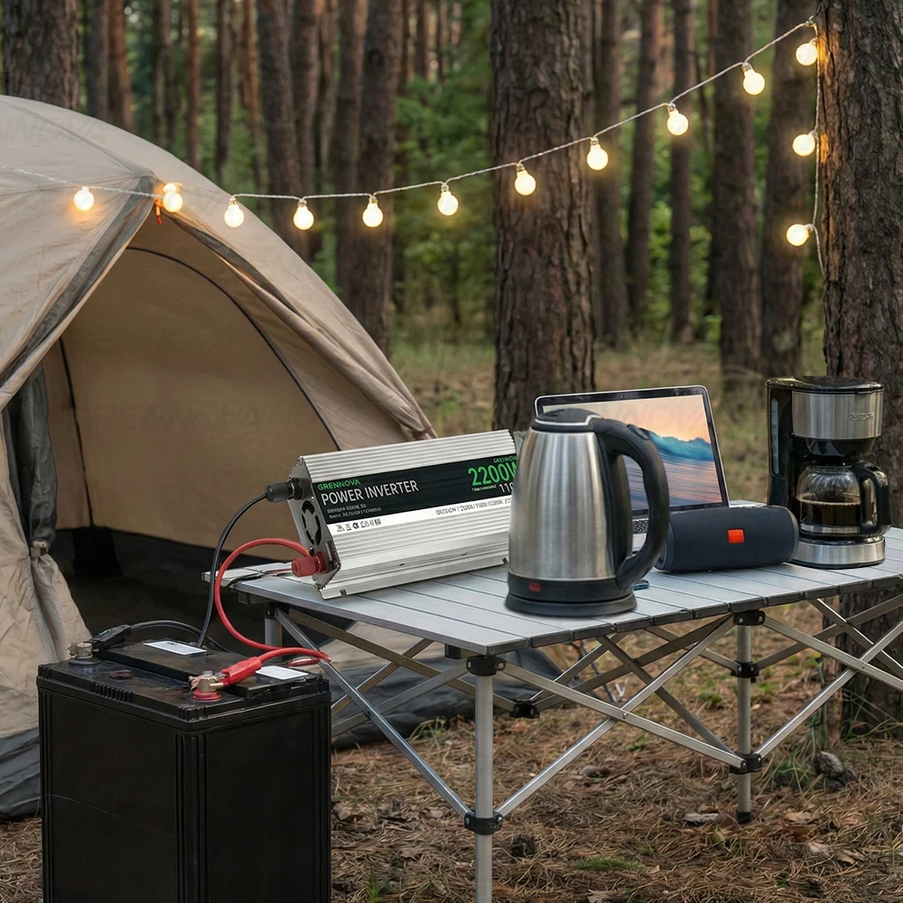 Grennova 2200W True Power Inverter for Solar System DC 12V/24V/48V to AC 110V/220V with USB Perfect for Van Life & Off-Grid
