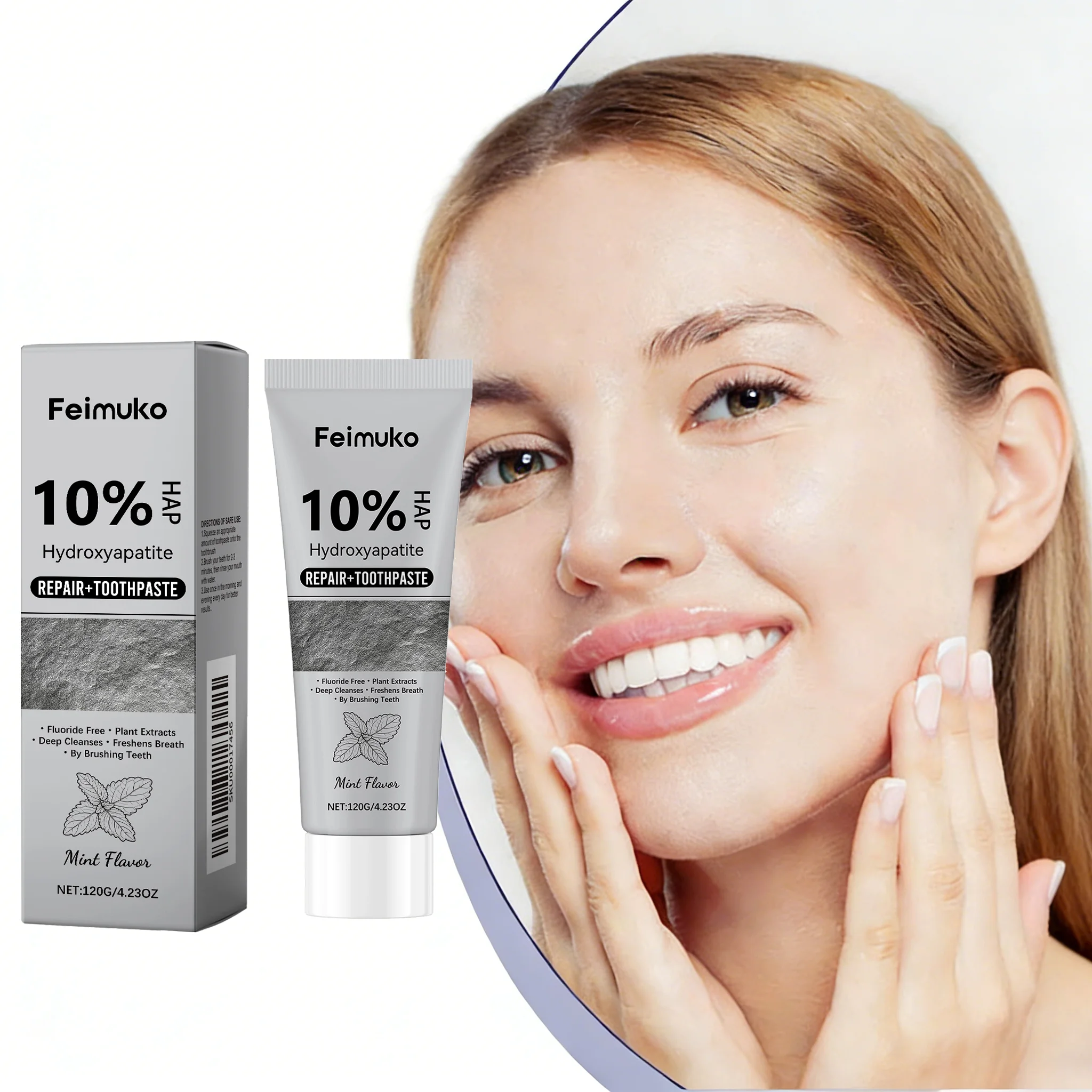 

10% Hydroxyapatite Whitening Toothpaste Reduce Tooth Stains Brighten Dental Repair Enamel Fresh Breath Deep Cleansing Toothpaste