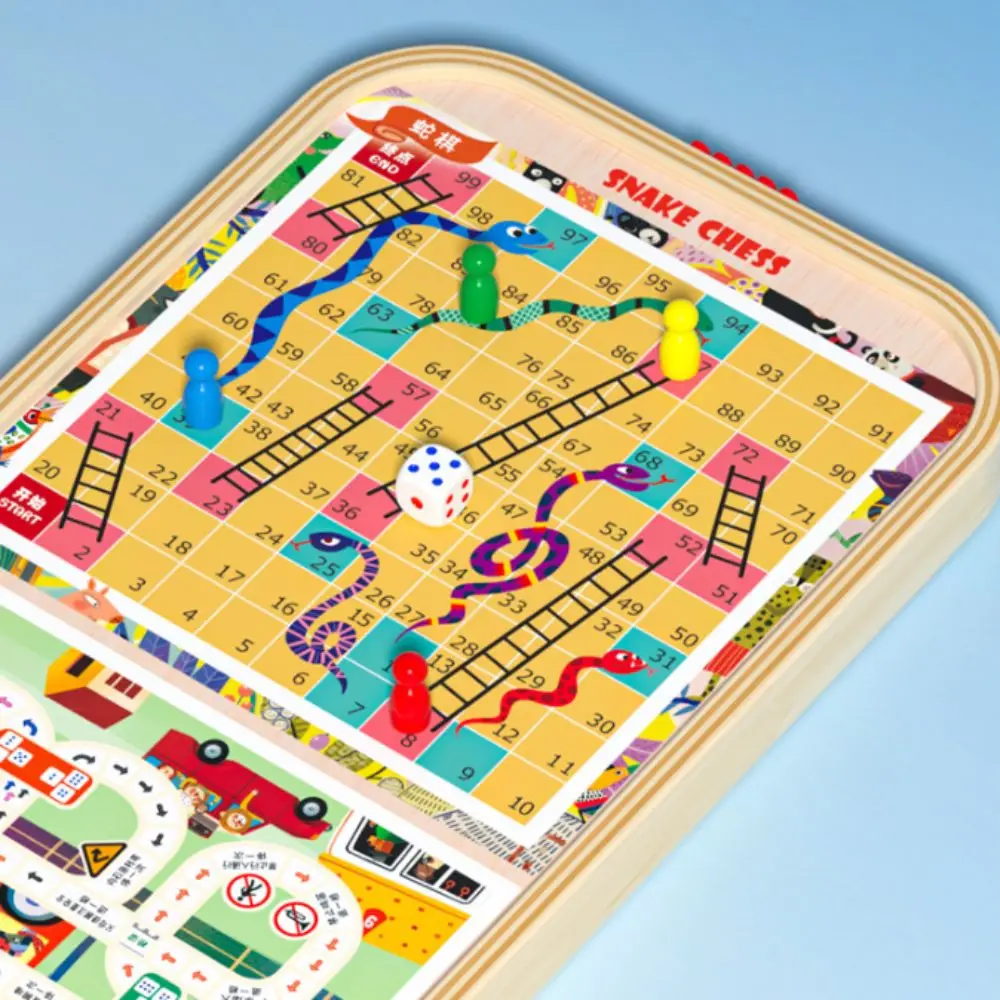 لعبة لوحة المعركة 5 في 1 مادة خشبية كلاسيكية متعددة الألعاب الشطرنج الوالدين للجنسين البولينج التفاعلية هوكي الجليد الأنشطة العائلية