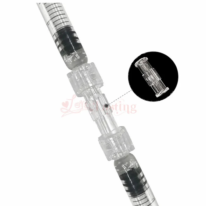 Luer Thread Connector Pp Material Transparent Syringe Double-Way Connector Easy And Durable Use In Sterile Drug Tatttoo ﻿