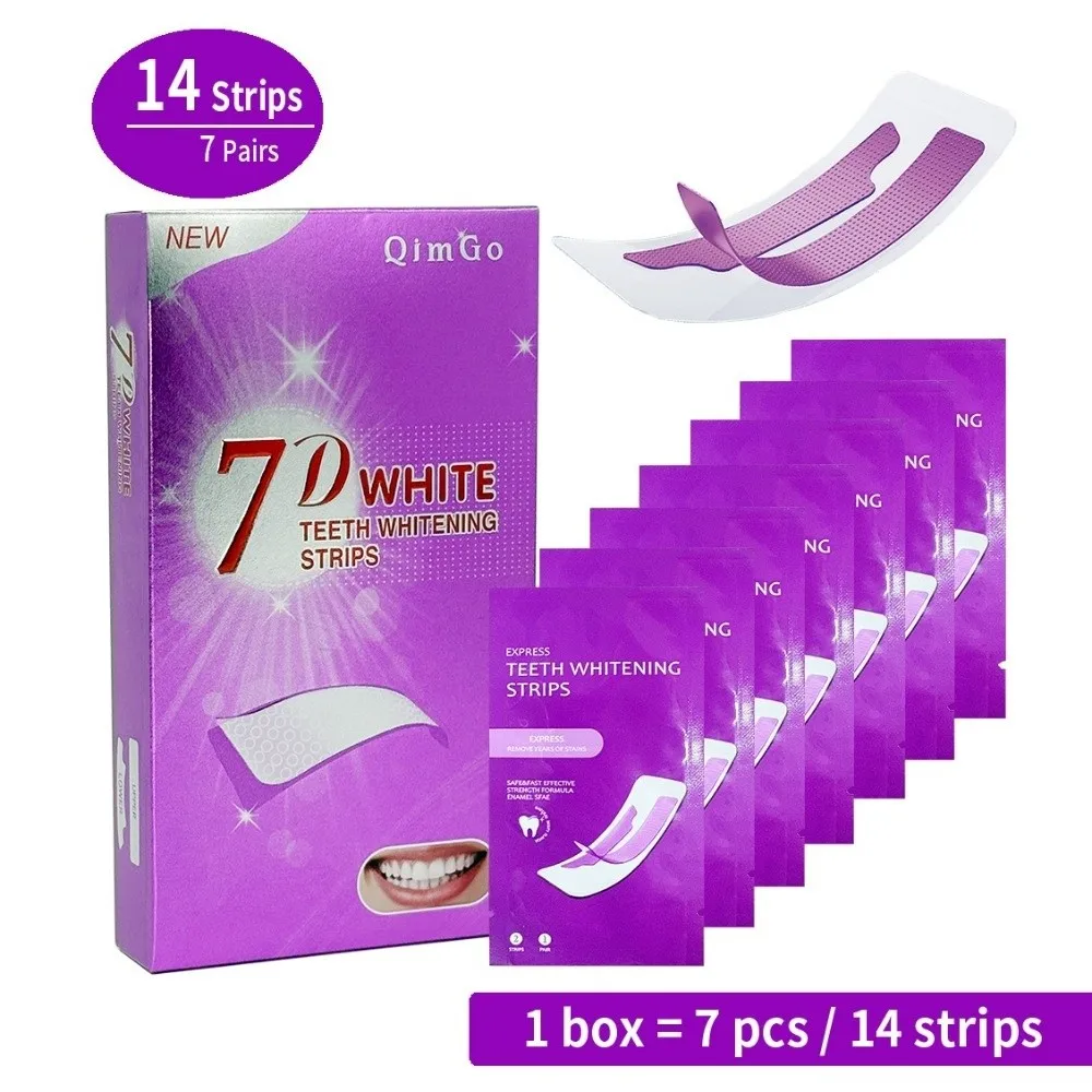 7D Whitening Strips Purple Teeth Strips Teeth Whitening Tools Brightening and Whitening Strip Remove Yellowing