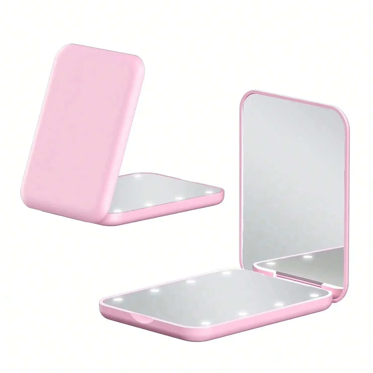 

Светодиодное зеркало для макияжа с 3-кратным увеличением — портативное двустороннее дорожное зеркало с подсветкой, компактное для кошелька/кармана, подарок для женщин и девочек