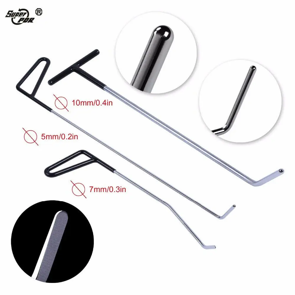 PDR Metal Hooks Rods Car Paintless Dent Repair Tools Professional Spring steel Crowbar Hail Remove Car Body Dent Repair