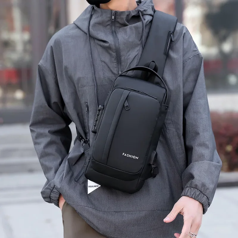 Ratio Arc Mini: Hard-shell Waterproof Daily Crossbody Shoulder Bags USB Port Riding Bag Password Anti-theft Chest Bag Men's