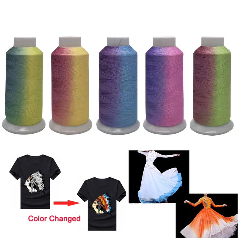 150D/2 DIY Photosensitive Color-changing Sewing Thread Party Handmade Quilting Clothing Embroidery Sewing Machine Craft Supplies