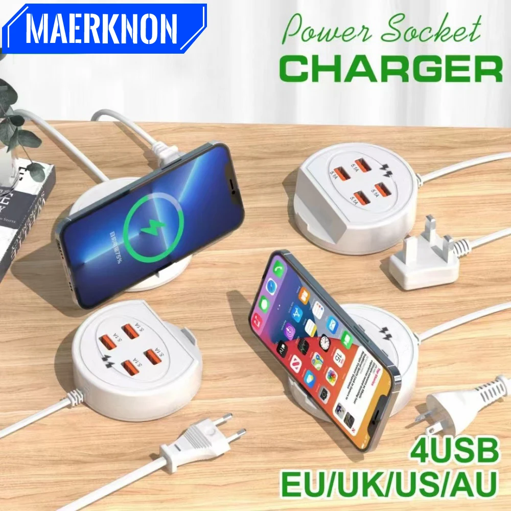 4-poorts Type C snellaadaansluiting USB Desktop Power Strip Home Electronics voor tabletlaptop EU / US / UK-stekker