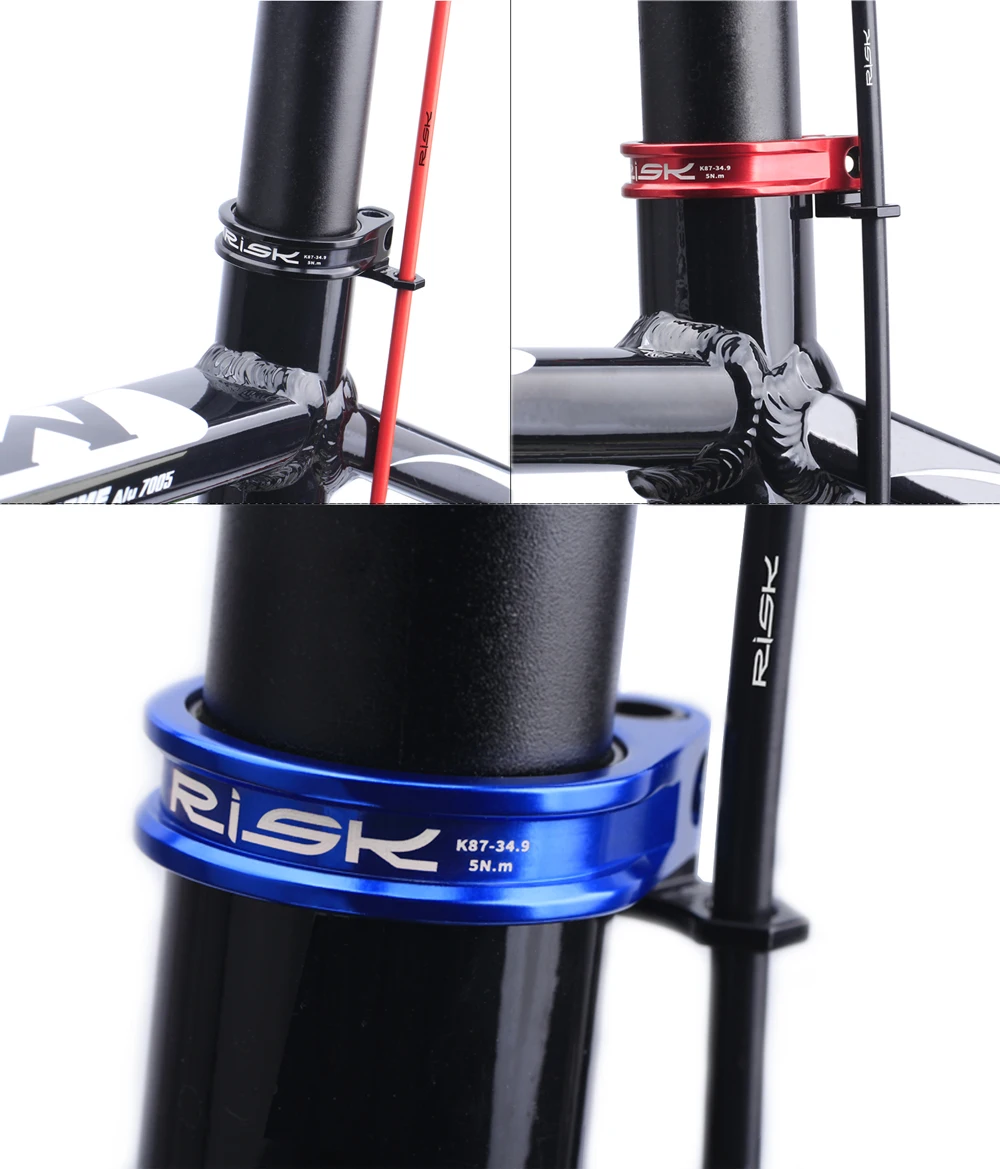 RISIKO 31,8mm 34,9mm Fahrrad Sattelstütze Klemme Aluminium MTB Mountain Road Fahrrad Sattelstütze Klemme Titan Bolzen mit Kabel Organizer – Detail 13