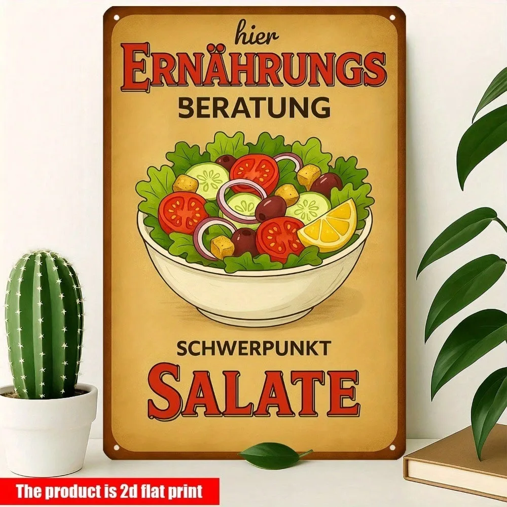 

Vintage Salad Guide Metal Tin Sign, Home Kitchen Decor Wall Art, For Bar Cafe Kitchen Decor, Ramadan Valentine Art Deco Poster