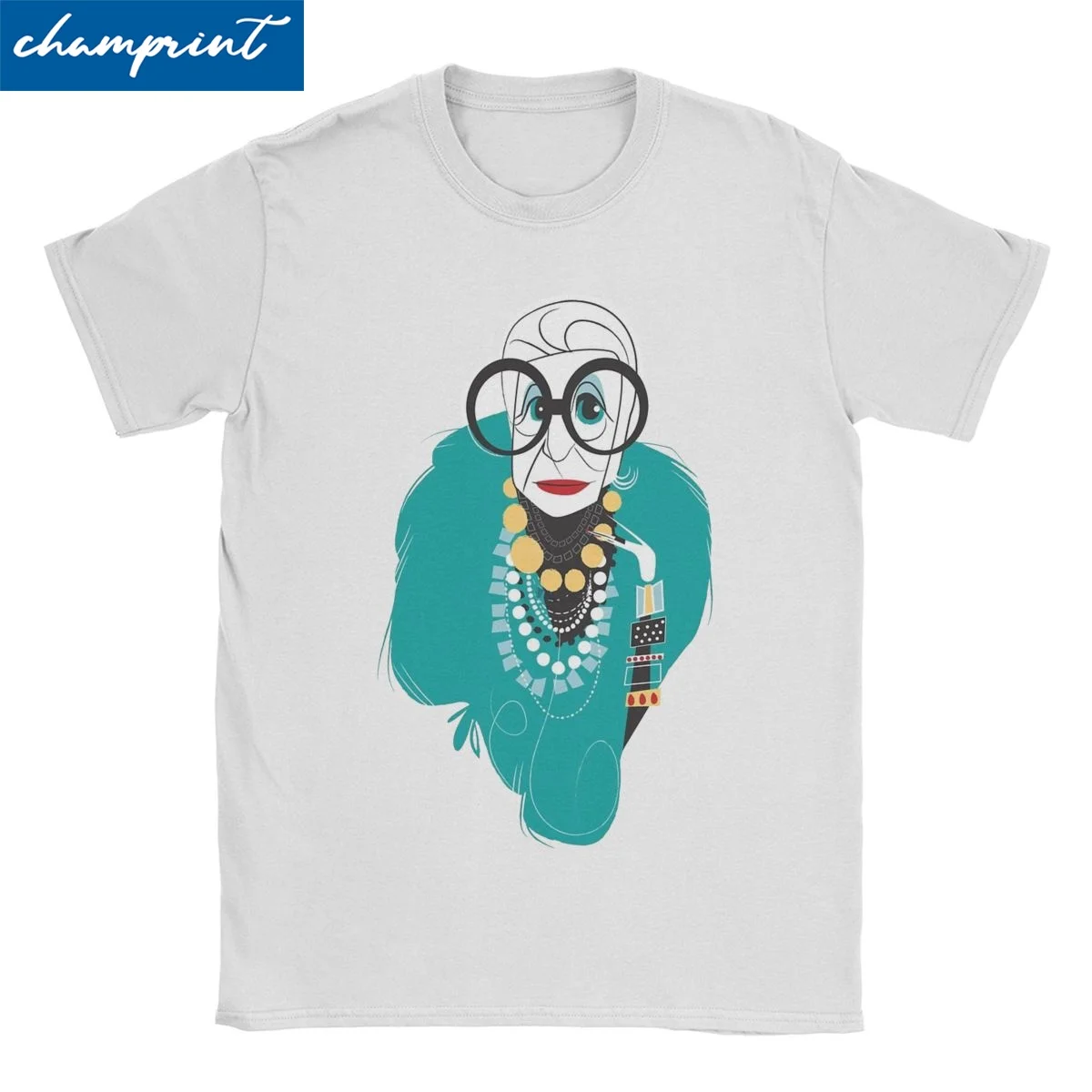 Iris Apfel Fashion Queen T-Shirt Men Women Vintage 100% Cotton Tee Shirt Crewneck Short Sleeve T Shirts Birthday Gift Clothes