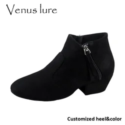 Venus lure Urban Soul Short Tube Ethnic Dance Boot Woman Line Dancing Boots Western Suede Soled Boots Dance Customized Heel