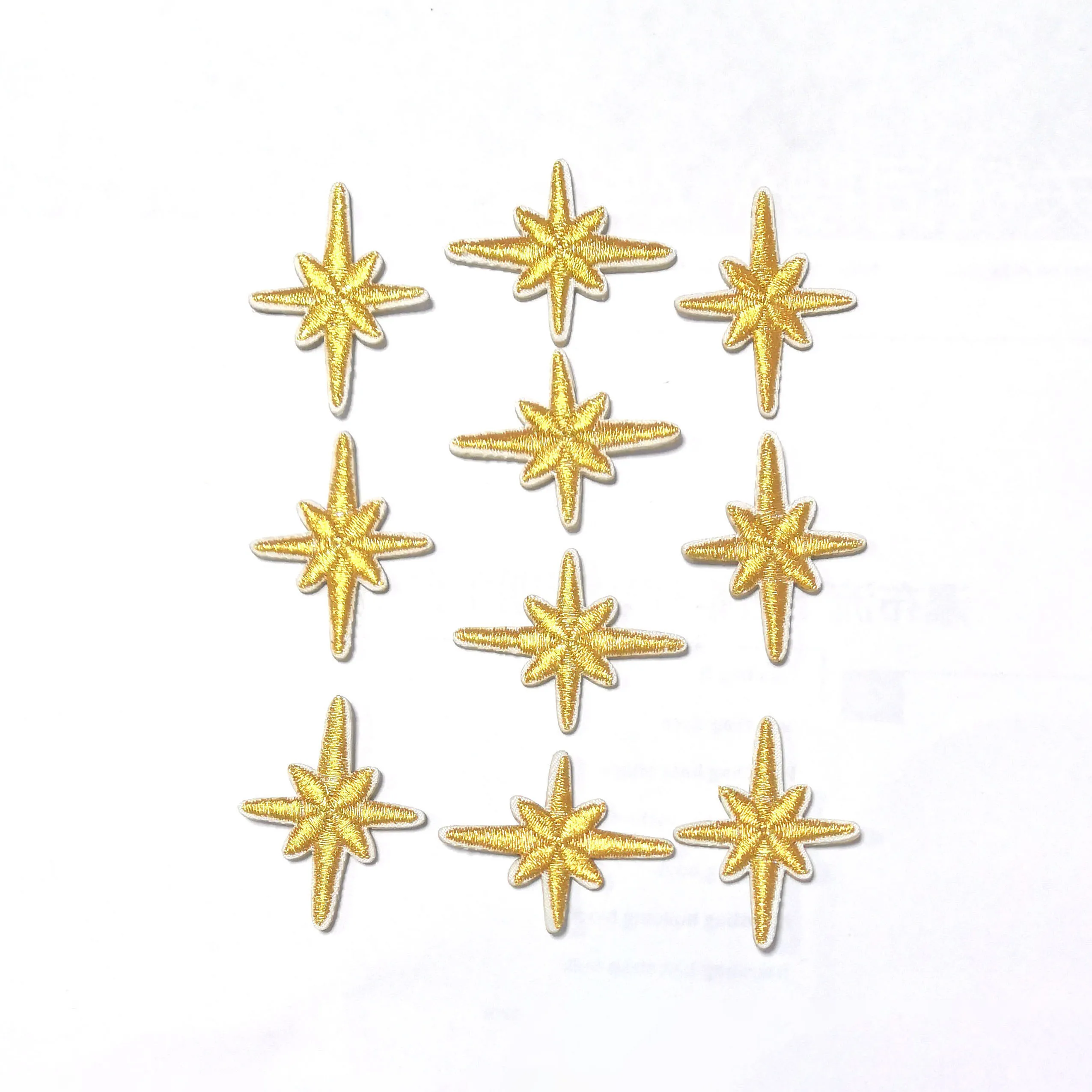 Little Star Embroidery Stick on Patch for Clothes Repair, Fashion DIY Decoration, Self-Adhesive Type, 3*2.5cm, 10 Pcs