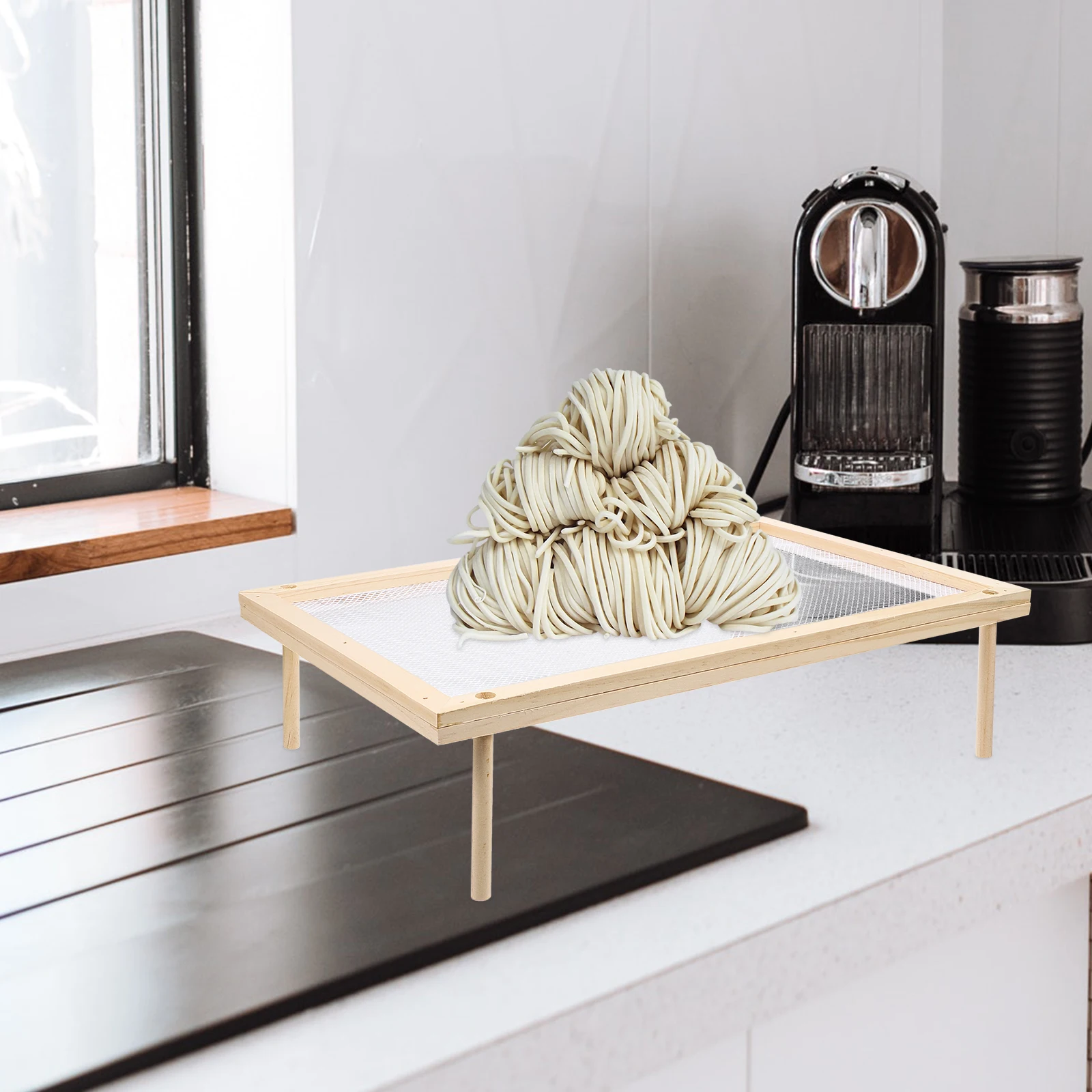 

Wood Drying Rack Spaghetti Pasta Noodle Large Flat Homemade Italian Short Anti Skid Sturdy Kitchen Fruit Vegetable Storage