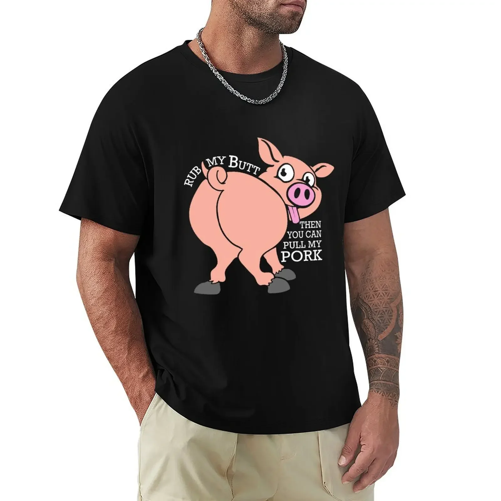 

Funny and Naughty Pig Pull Pork T-Shirt designer shirts kawaii clothes sublime mens shirts graphic tee