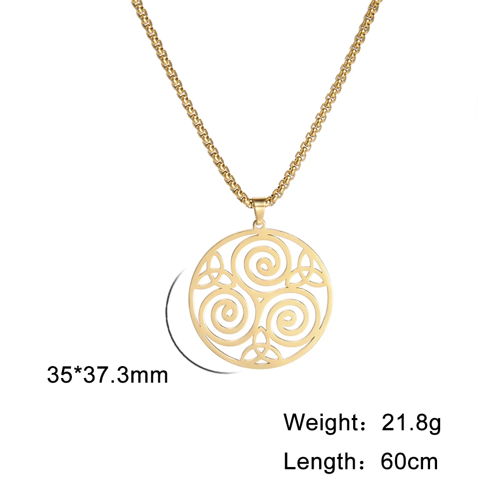 Skyrim Triskele Triskelion Necklace Men Stainless Steel Triple Spiral Irish Knot Pendant Long Chain Amulet Jewelry Gift