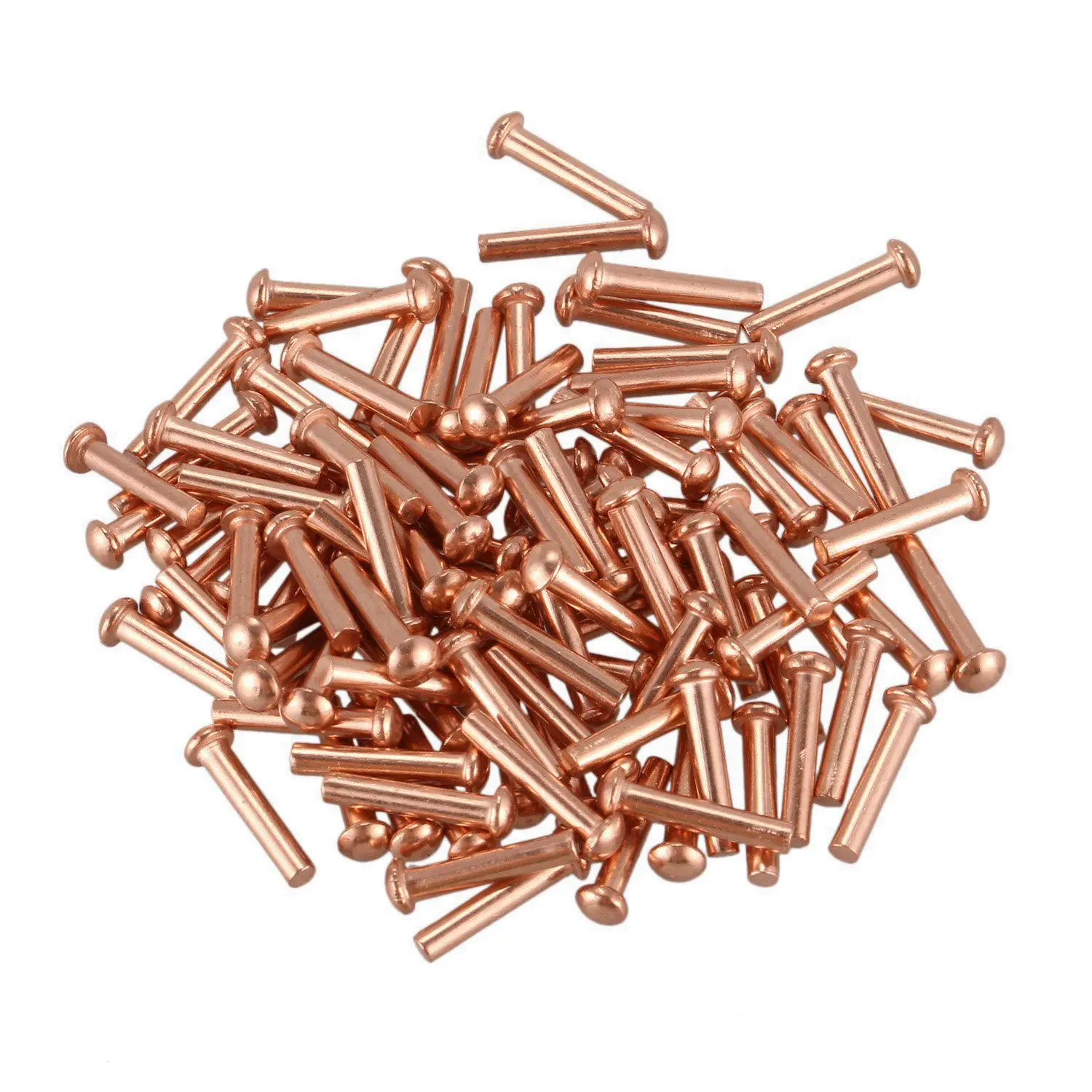 100 Pcs 5/64inch x 25/64inch Round Head Copper Solid Rivets FastenersJAS