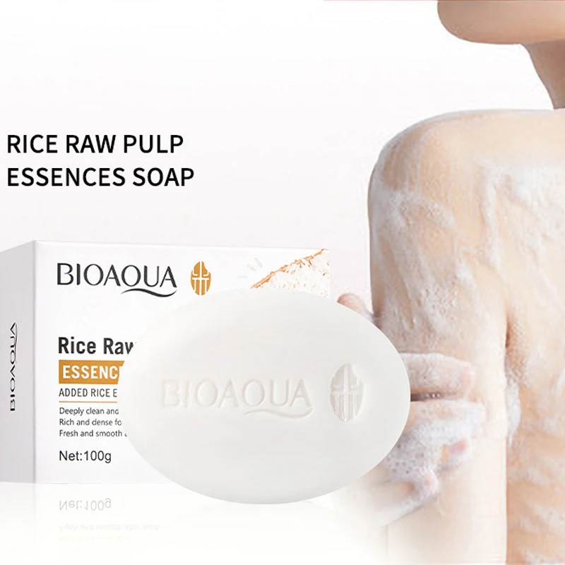 White Rice Raw Pulp Facial Soap Face Wash Foam Facial Cleanser Moisturizing Oil Control Body Bathing Deep cleaning Handmade Soap