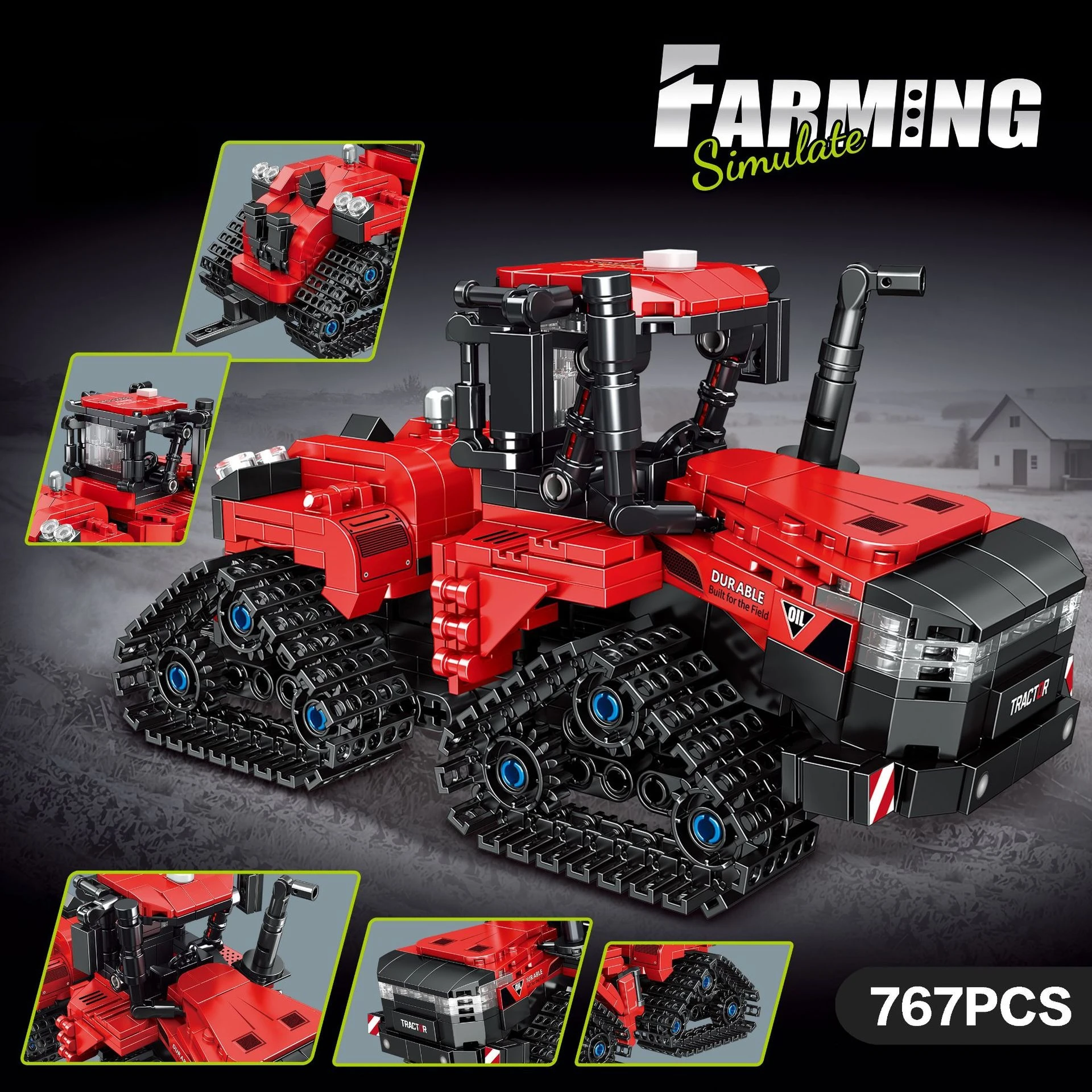 القش حصادة جرار لودر أطفال بالريموت كنترول نموذج اللبنات الآلات الزراعية تجميعها الطوب لعبة طفل هدية عيد ميلاد