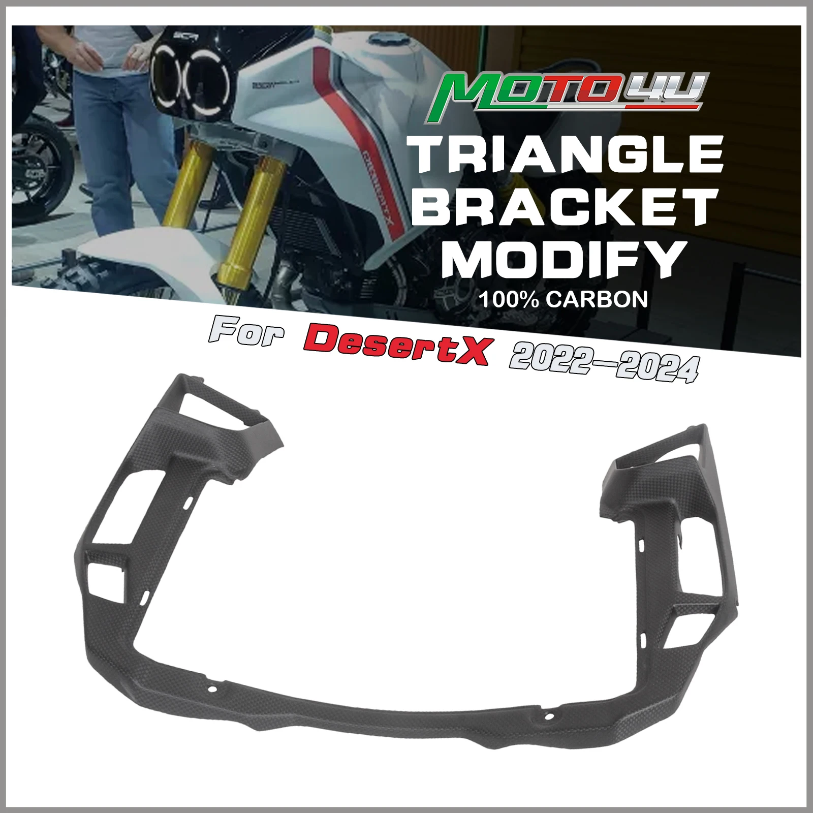 

MOTO4U For Ducati DesertX Desert-X 2022 2023 100% Carbon Fiber Fairing Triangle Bracket Modify Matte Motorcycle modification