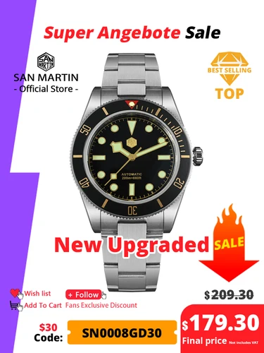 San Martin nuevo 40mm BB58 Retro Reloj de buceo de lujo NH35 relojes mecánicos automáticos para hombres zafiro luminoso 20Bar Reloj SN0008