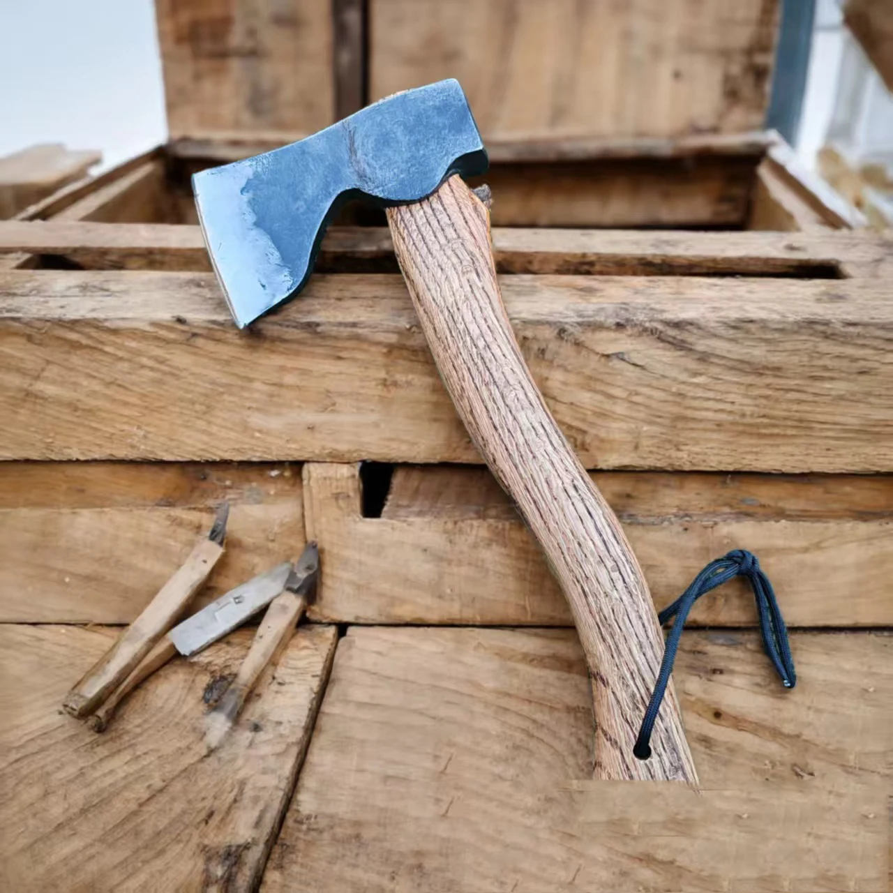 Hand Forged Camping Hatchet - Portable Bushcraft Axe Lightweight Wood Chopping Multitool for Home & Outdoor - view 3