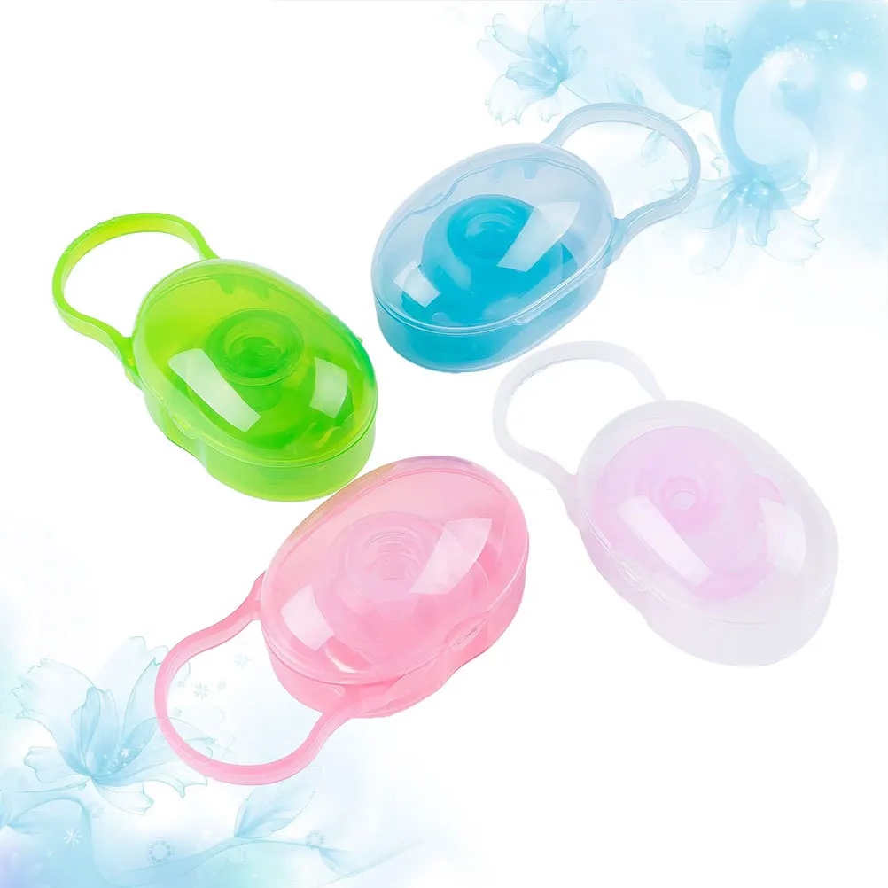 

4Pcs Baby Pacifier Case Compact Storage Holder for Soothers Clips Leash Travel Friendly Lightweight Newborn Care Organizer
