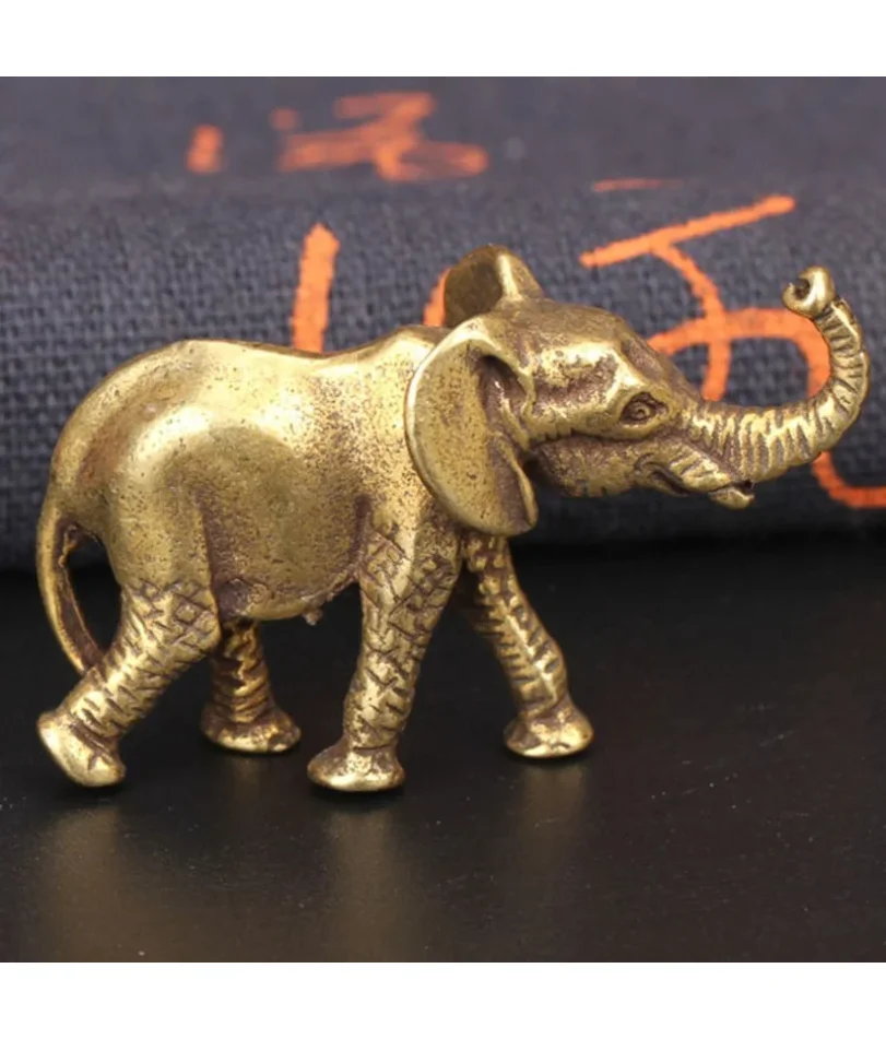 

Antique Bronze Minature Elephant Figurines Tea Pet Table Ornament Decorations Solid Copper Animal Crafts Home Decor Living Room
