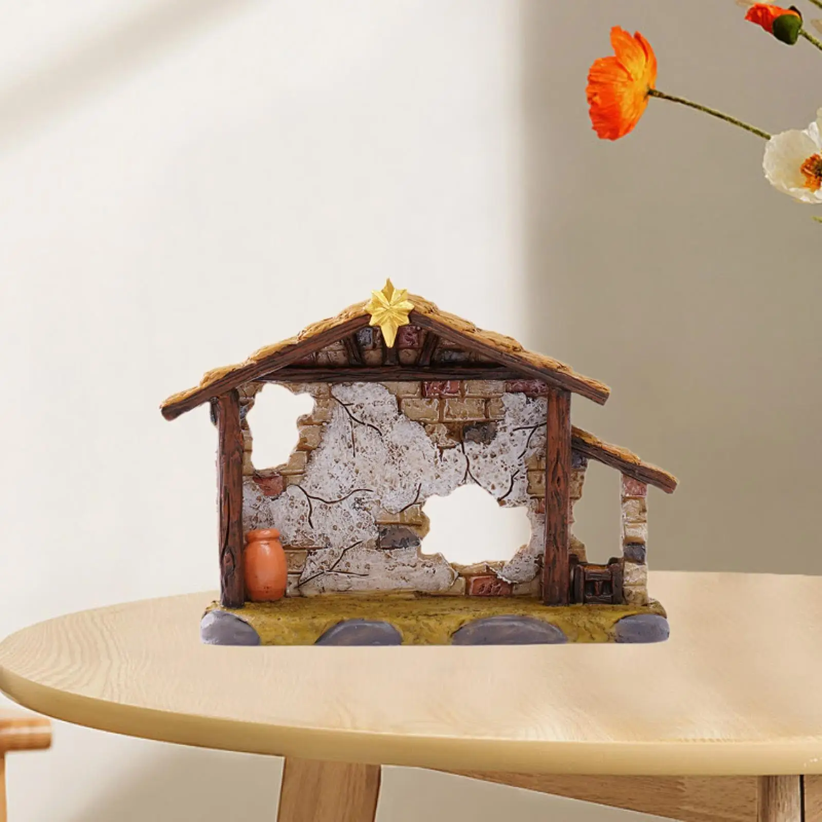 Escena de pesebre navideña, accesorio de adorno estable de Natividad vacía, ligero para