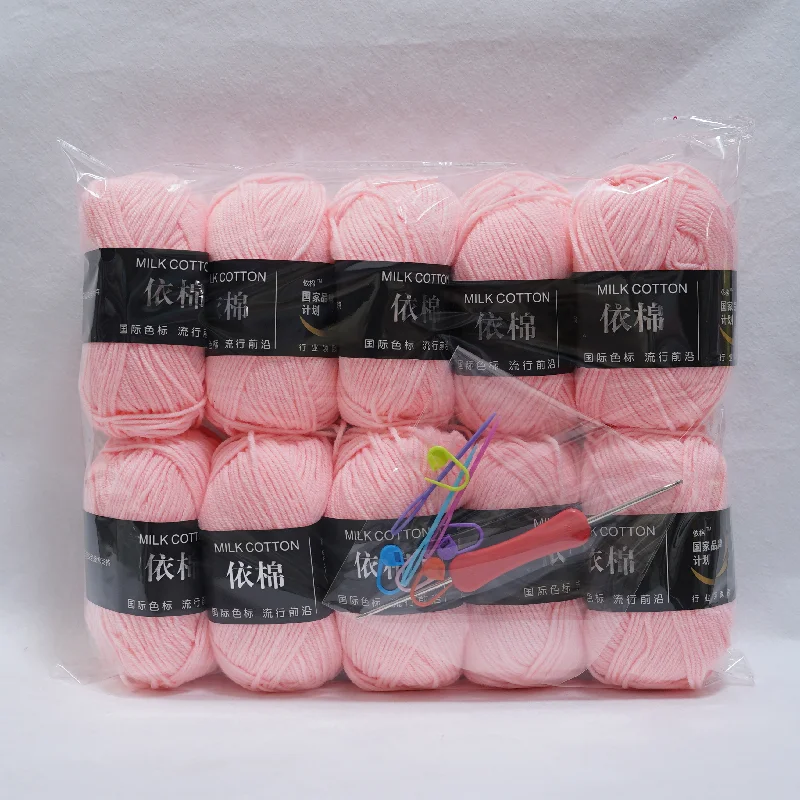 Neues 10-teiliges Set Buntes Garn Milchbaumwollgarn-Kombination Häkel- und Strickgarn-Set für Handgemachte DIY-Handarbeiten Pullover Schal Stricken