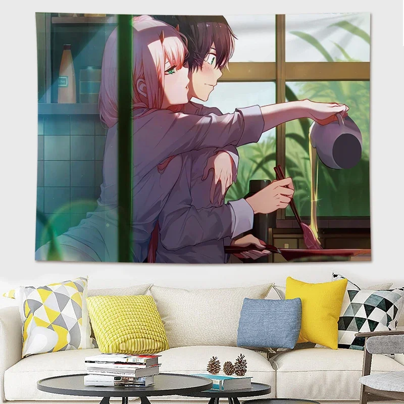 Home Decoration Creative Landscape Teen Aesthetic Room Decor Tapestry Wall Hanging Pink Cute Room Decor Anime Macrame Tapestry