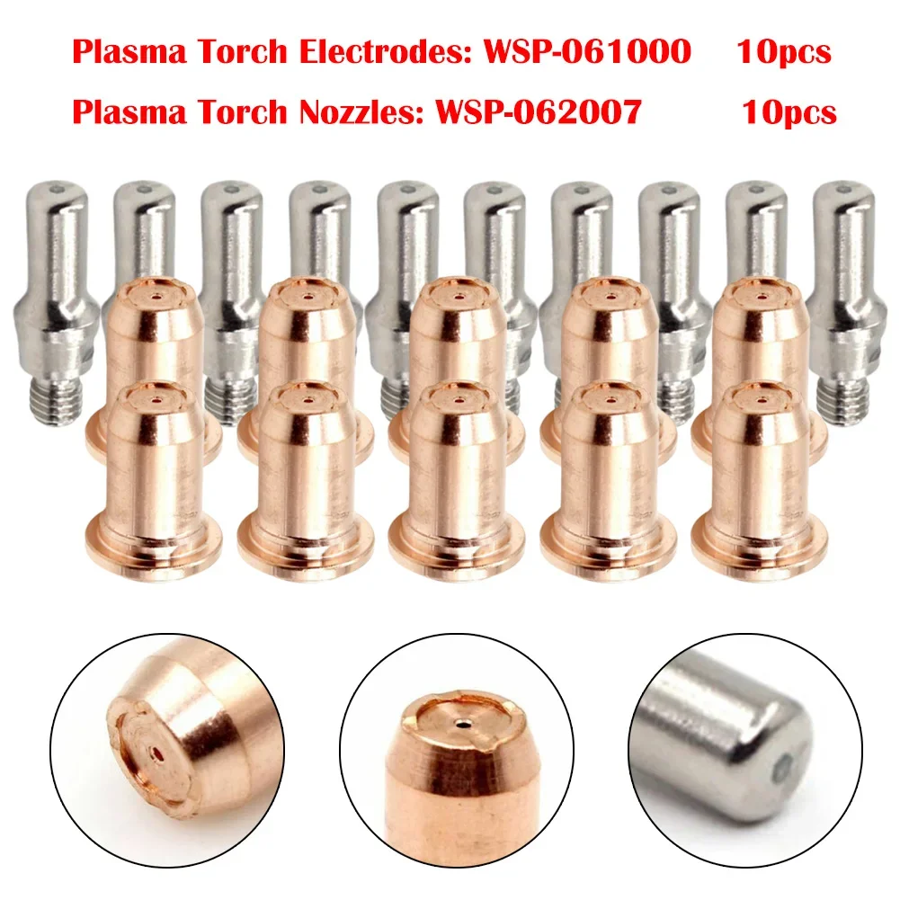 

Plasma Electrode Tips 0.9mm 30A-40A For 700P With IPT40 Torch 20pcs Plasma Torch Electrode WSP-061000 Nozzle WSP-062007