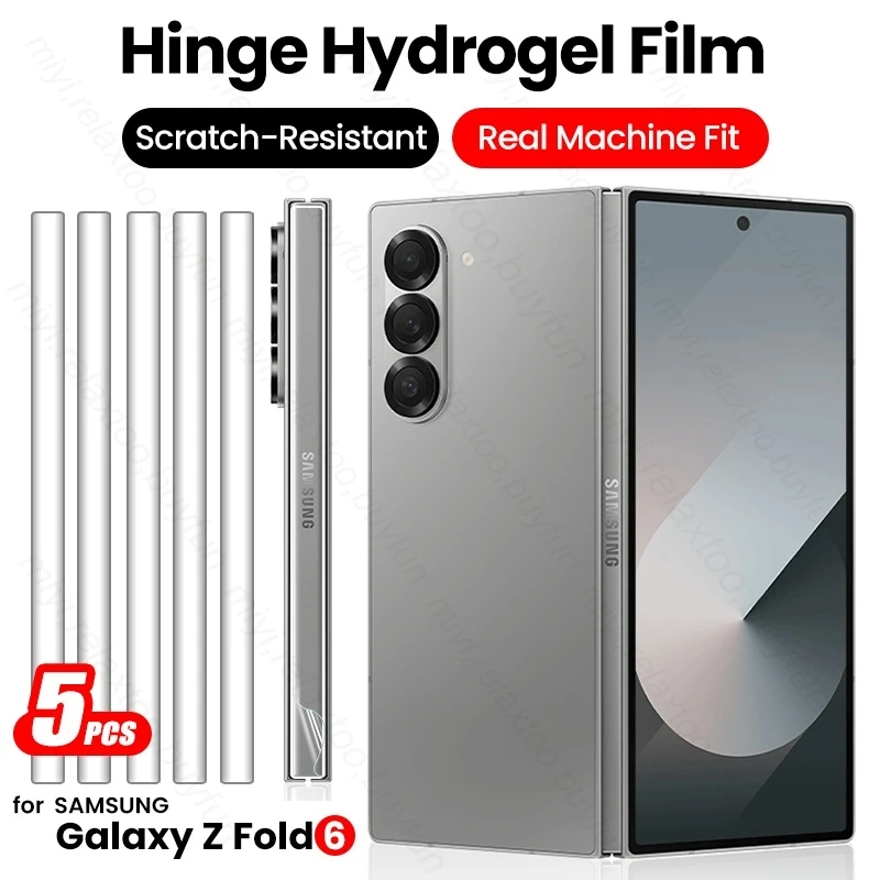 ZFold6 5Pcs Middle Hinge Hydrogel Film For Samsung Z Fold6 Fold 6 5G Anti-Scratch Protector Sticker Hinge Film On Galaxy ZFold 6