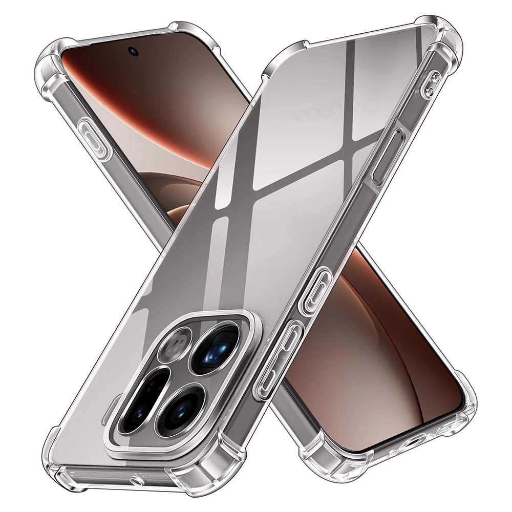 

Противоударный прозрачный чехол для OPPO Find X9 X8 X8S X7 X6 X5 Pro Ultra Lite, силиконовый мягкий чехол, ультратонкая прозрачная задняя крышка из ТПУ