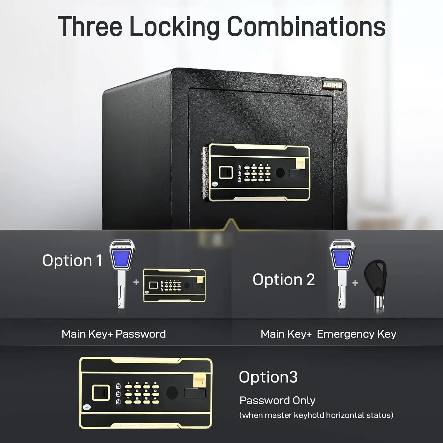 1.2 Cubic Feet Fireproof Waterproof Safe with Digital Keypad, Dual Keys for Home Office Security